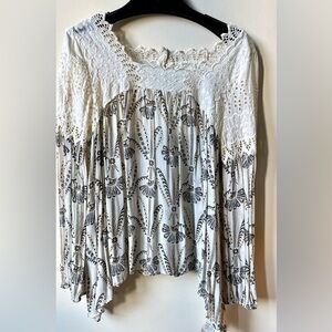 Anthropologie Floreat Lace Peasant Blouse sz 8